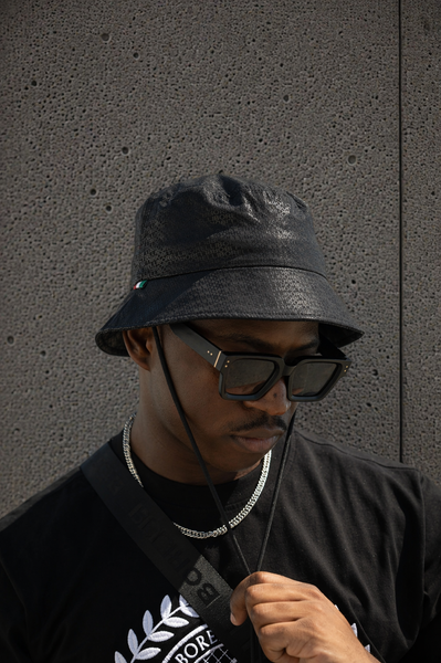 The Elvio Allover Print Bucket Hat - Black – Borelli Official